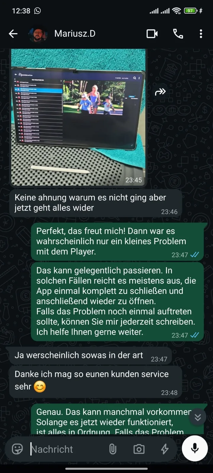 IPTV Box WhatsApp Beratung: Player-Problem schnell beheben