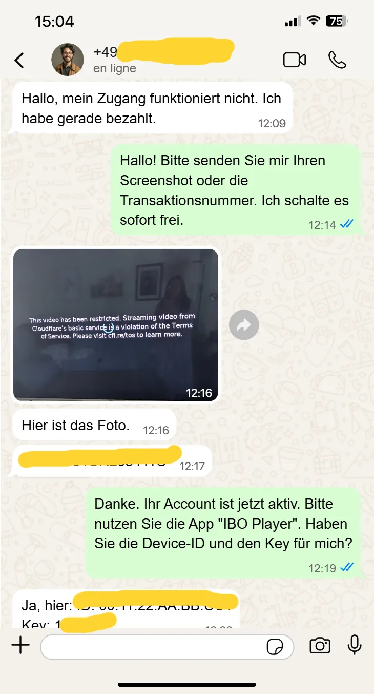 IPTV Box WhatsApp Beratung: Aktivierung und Geräte-ID prüfen