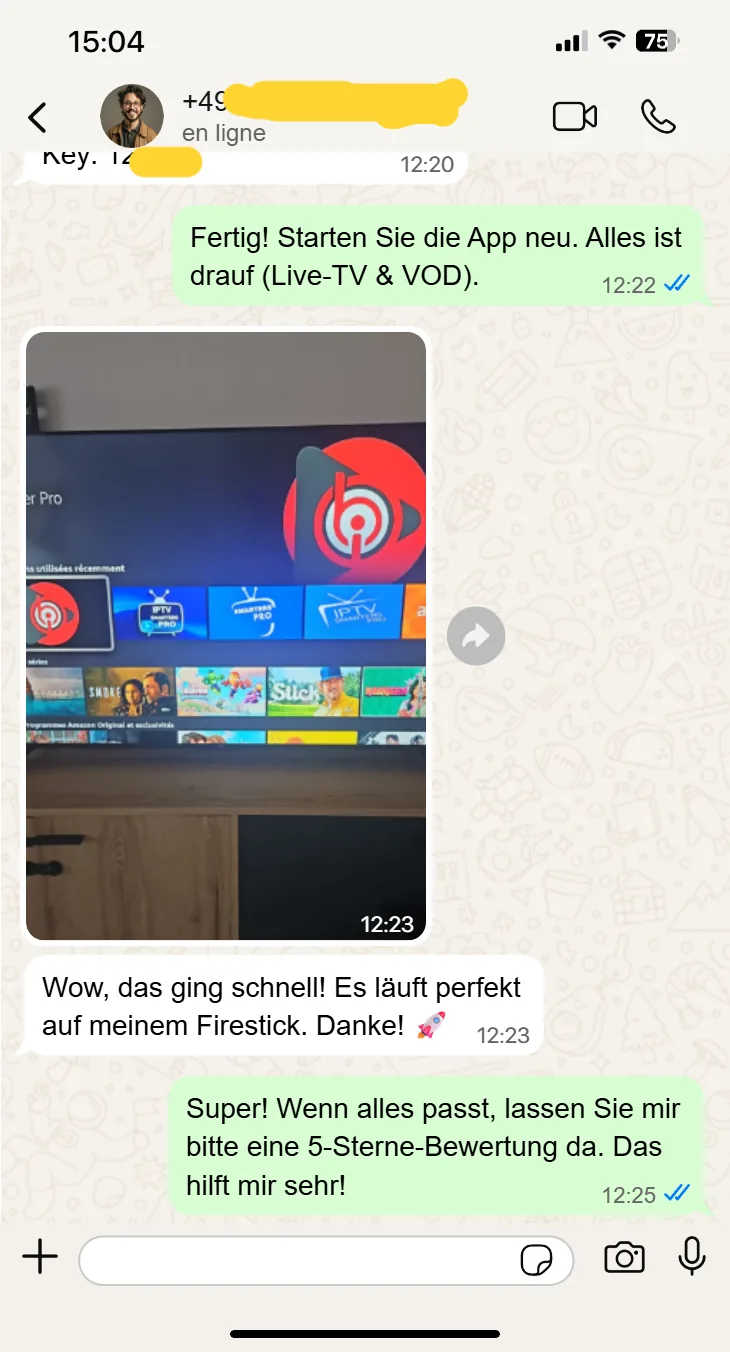 IPTV Box WhatsApp Beratung: Erfolgreiches Live TV und VOD Setup