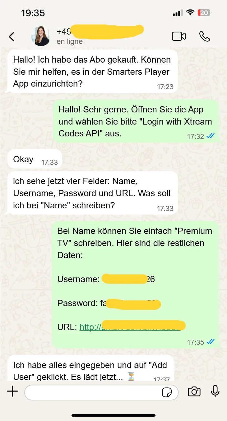 IPTV Box WhatsApp Beratung: Smarters Player Schritt für Schritt einrichten