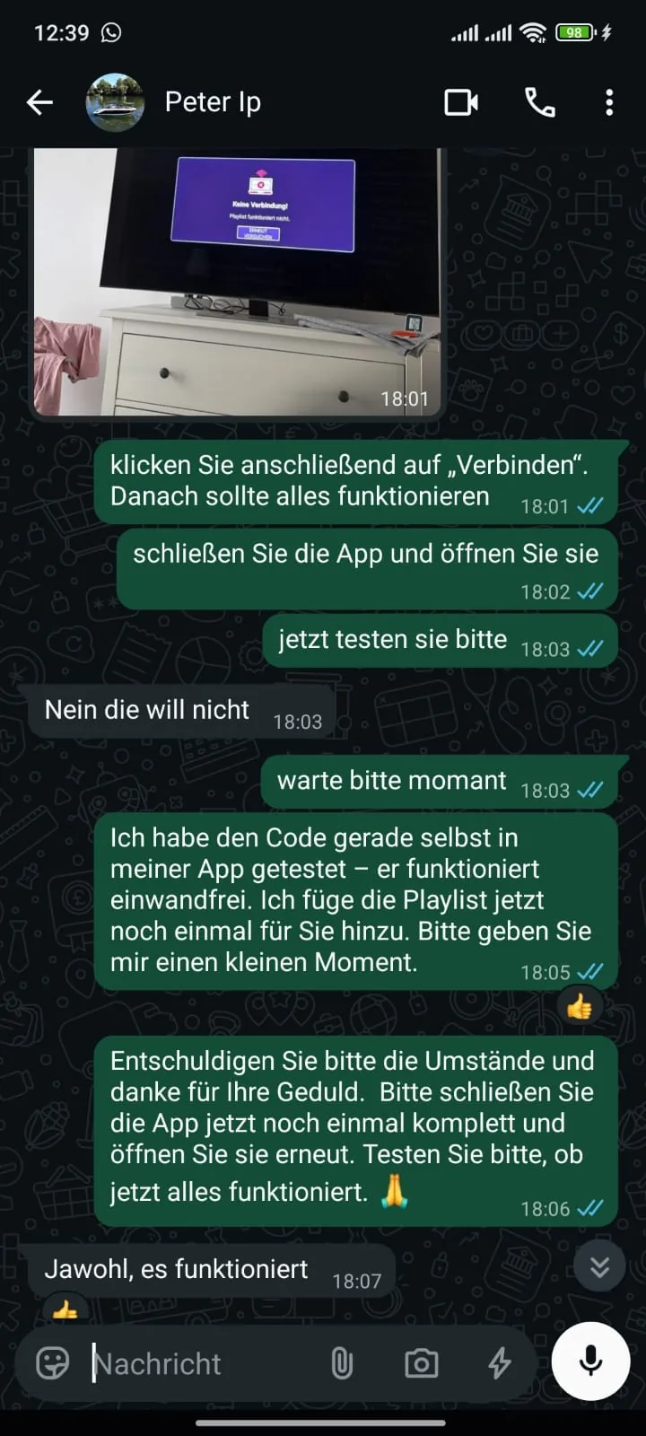 IPTV Box WhatsApp Beratung: Verbindungsproblem gemeinsam lösen