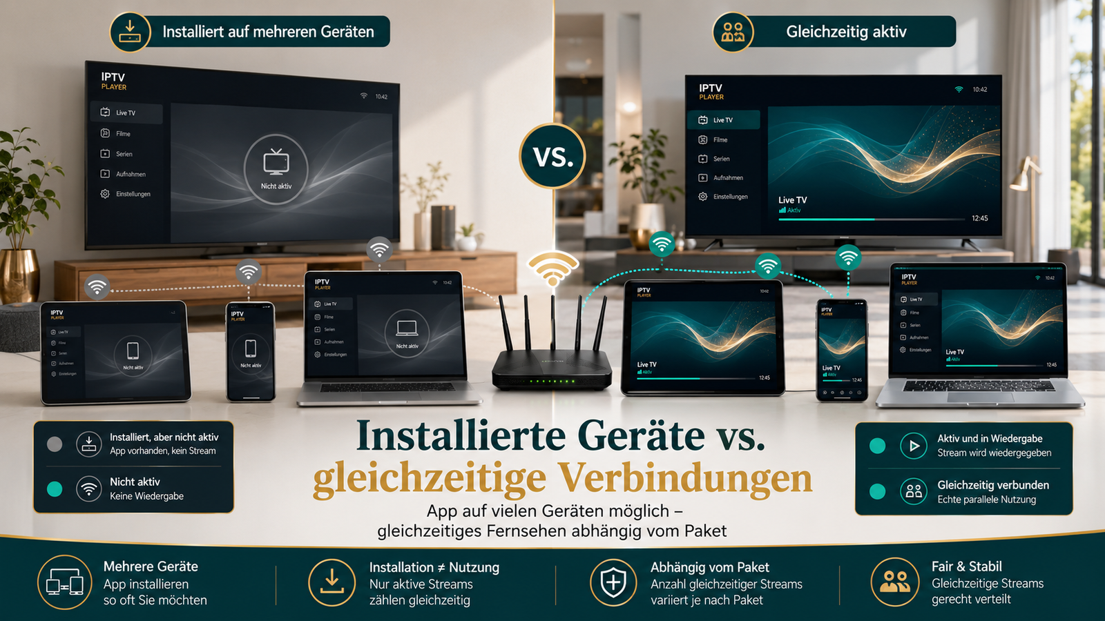 Unterschied zwischen IPTV Geräten und gleichzeitigen Verbindungen