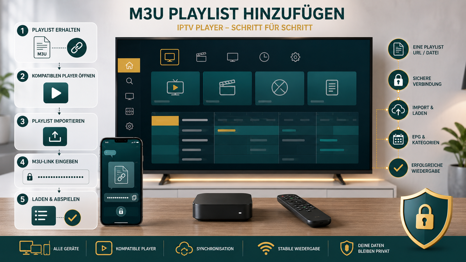 M3U Playlist auf einer IPTV Box sicher einrichten