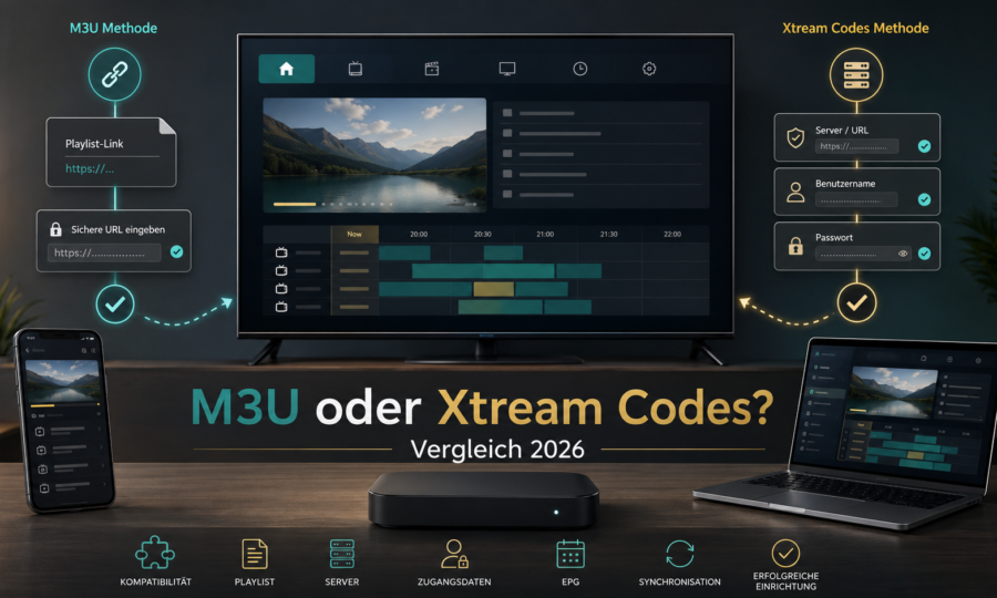 M3U oder Xtream Codes für IPTV Box vergleichen