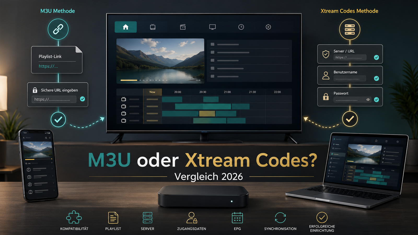 M3U vs Xtream Codes für IPTV Box vergleichen