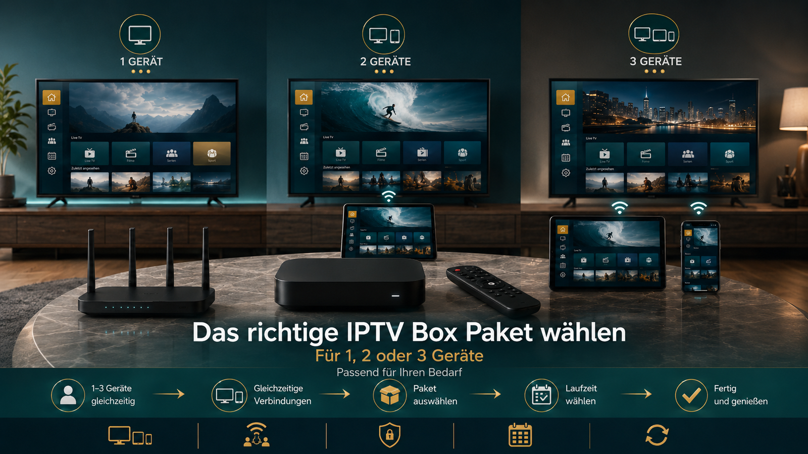 IPTV Box Paket für 1 2 oder 3 Geräte wählen