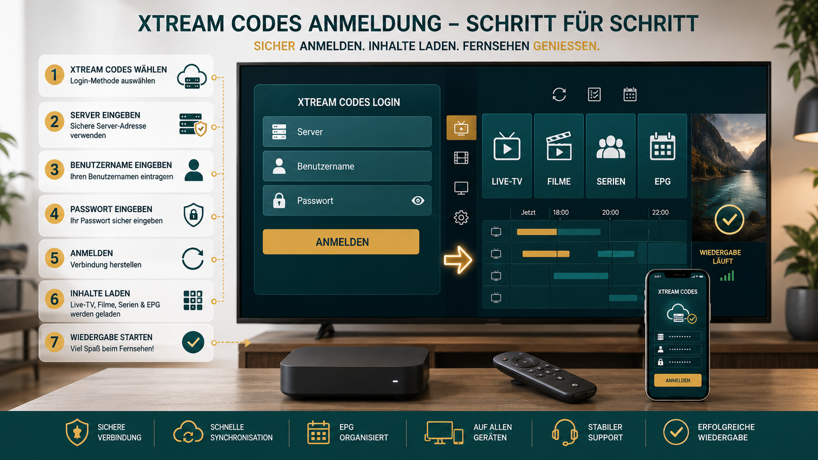 Xtream Codes auf einer IPTV Box mit sicherem Login einrichten