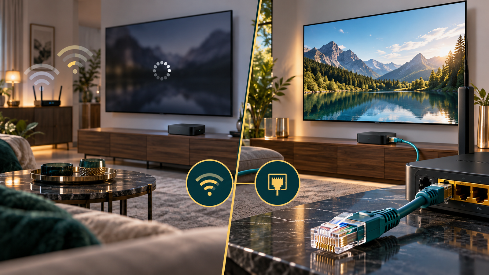 IPTV Buffering beheben durch Vergleich von WLAN und stabiler LAN-Verbindung